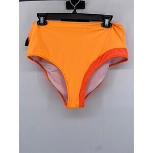 SHEIN Women's Plus Orange Colorblock Swim Bottoms SZ 1XL